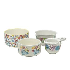 Pioneer Woman Mixed Lot of Bowls Measuring Cups Floral Retired 6 Pieces GUC